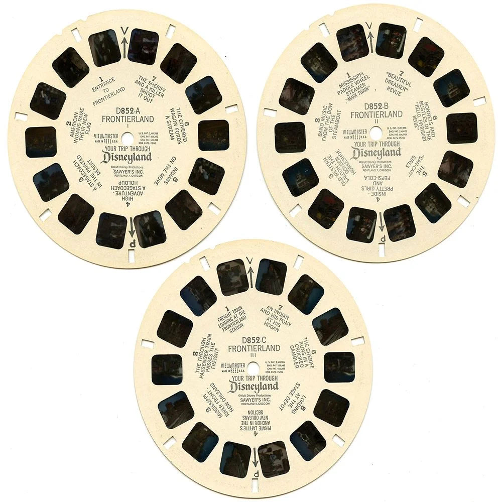 Frontierland - Disneyland - Souvenir - ViewMaster - 3 Reel Packet 1950s  views - Vintage - (PKT- FRONT-SOUV-S3-a)