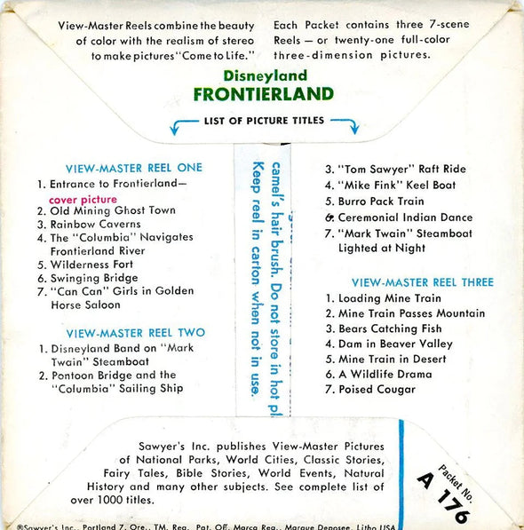 Frontierland - View-Master 3 Reel Packet - 1960s Views - Vintage - (ECO-A176-S5-a) Packet 3dstereo 