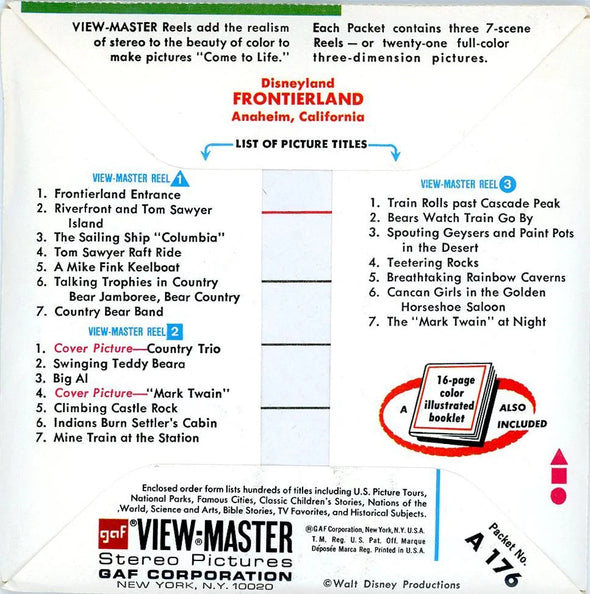 Frontierland - View-Master 3 Reel Packet - 1970s Views - Vintage - (PKT-A176-G3F) Packet 3dstereo 