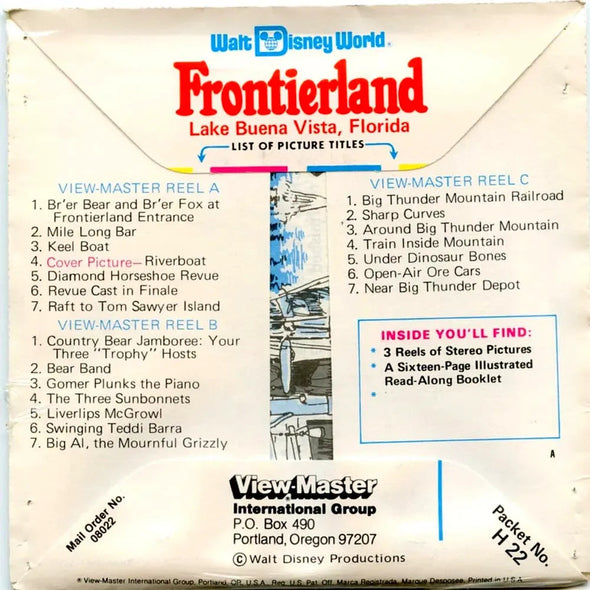 Frontierland - View-Master 3 Reel Packet - 1970s views - vintage - ( PKT-H22-V2m) Packet 3dstereo 
