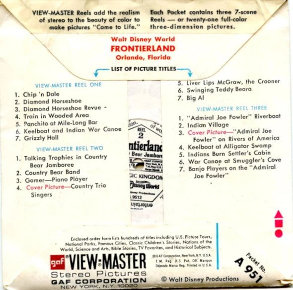 Frontierland - Walt Disney World - View-Master 3 Reel Packet - 1970s views - vintage - (ECO-A951-G3A) 3Dstereo 