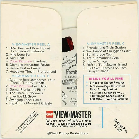 Frontierland - Walt Disney World - View Master 3 Reel Packet - 1970s views - vintage - (BARG-H22-G5nk) Packet 3dstereo 