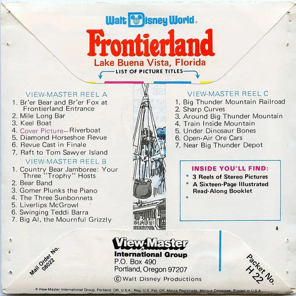 Frontierland - Walt Disney World - View Master 3 Reel Packet - 1970s views - vintage - (PKT-H22-V2) Packet 3dstereo 