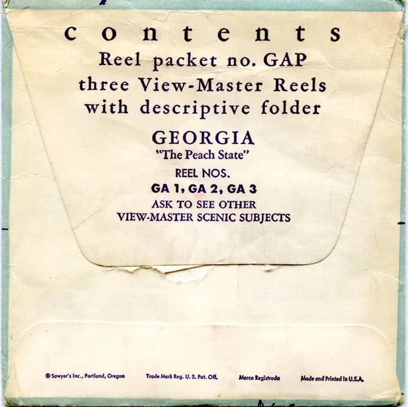 Georgia - View-Master 3 Reel Packet - 1950s Views - Vintage - (ECO-GEORG-S1) Packet 3dstereo 