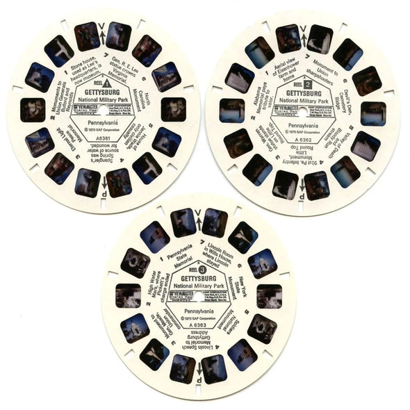 Gettysburg National Military Park - View-Master 3 Reel Packet - 1970s Views - Vintage - (ECO-A636-G3A) Packet 3dstereo 