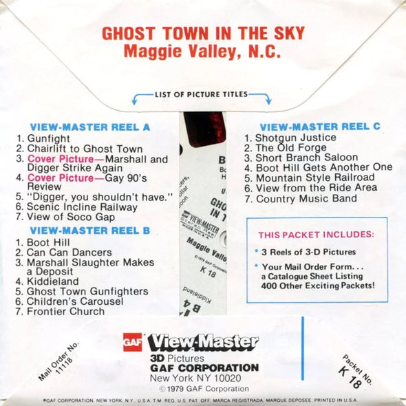 Ghost Town In The Sky - View-Master 3 Reel Packet - 1970s Views - Vintage - (PKT-K18-G6nk) Packet 3dstereo 