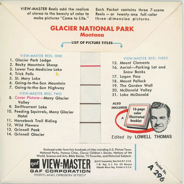 Glacier National Park- View- Master 3 Reel Packet - 1970s views - vintage - 1970s views - vintage - (PKT-A296-G1B)