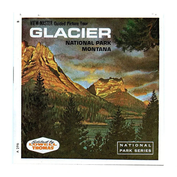 Glacier National Park - View-Master 3 Reel Packet - 1970s views - vintage - (PKT-A296-V2nk)
