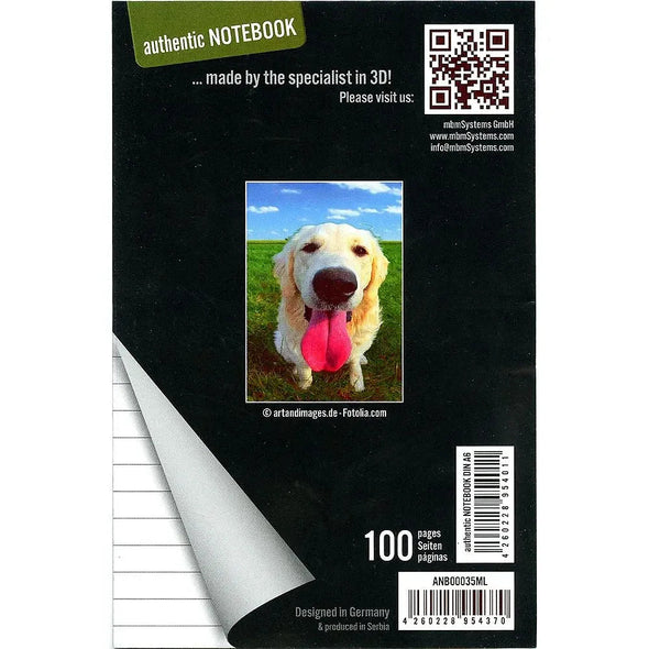 GOLDEN RETRIEVER DOG - Two (2) Notebooks with 3D Lenticular Covers - Lined Pages - NEW