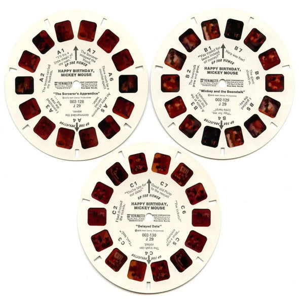 Happy Birthday Mickey Mouse - View-Master 3 Reel Packet - 1970s - vintage - (zur Kleinsmiede) - (J29-G6nk) Packet 3dstereo 