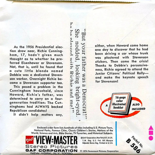 Happy Days - View-Master 3 Reel Packet - 1970s - Vintage - (ECO-B586-G3A)