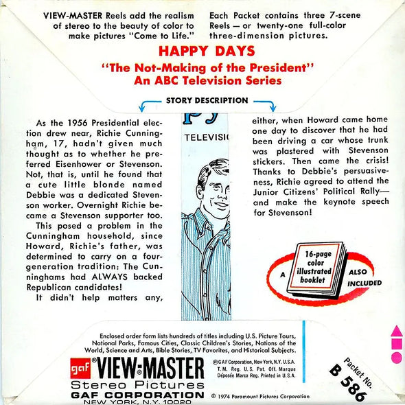 Happy Days - View-Master 3 Reel Packet - 1970s - Vintage - (PKT-B586-G3A)
