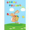 Happy Easter - Bunny Delivering Eggs - 3D Action Lenticular Postcard Greeting Card - NEW Postcard 3dstereo 