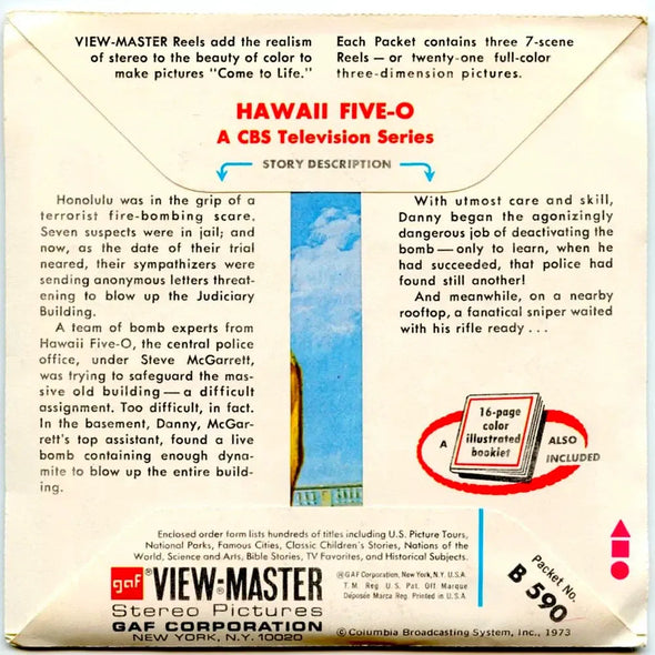 Hawaii Five-0 - View-Master 3 Reel Packet - 1970s - vintage - (PKT-B590-G3A) Packet 3dstereo 