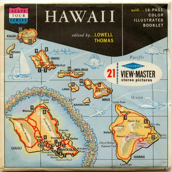 Hawaii - Map Series - View-Master - Vintage 3 Reel Packet - 1960s views - A120 Packet 3dstereo 