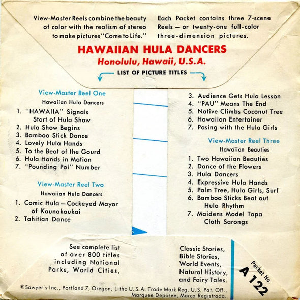 Hawaiian Hula Dancers - View-Master 3 Reel Packet - 1960s Views - Vintage - (PKT-A122-S5) Packet 3dstereo 