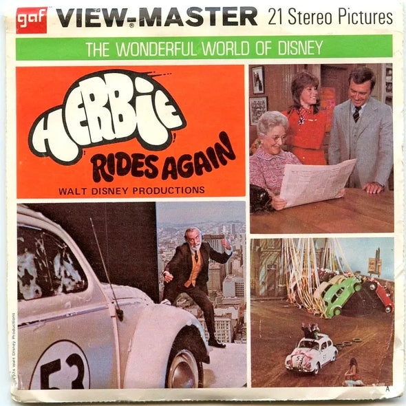 Herbie Rides Again - View-Master 3 Reel Packet - 1970s - vintage - (ECO-B578-G3A)
