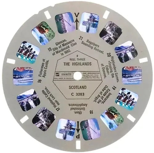 Highlands - View-Master 3 Reel Set on Card - vintage - (C328-BG4) Packet 3dstereo.com 