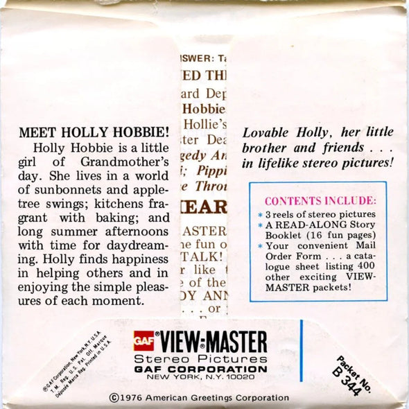 Holly Hobbie - View-Master 3 Reel Packet - 1970s - Vintage - (ECO-B344-G4A) Packet 3dstereo 