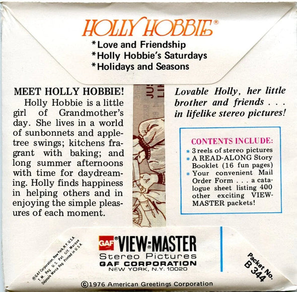 Holly Hobbie - View-Master 3 Reel Packet - 1970s - Vintage - (PKT-B344-G5Amint) Packet 3Dstereo 
