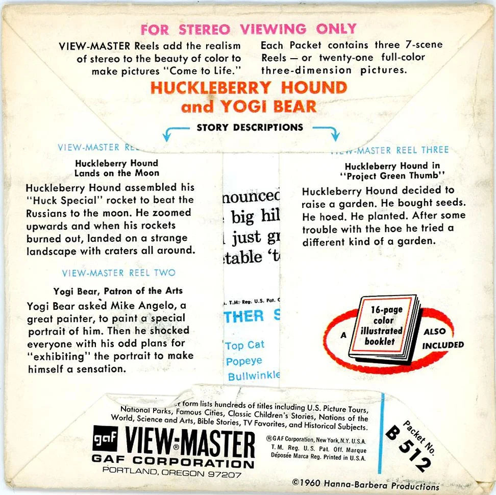 Huckleberry Hound and Yogi Bear - View-Master 3 Reel Packet