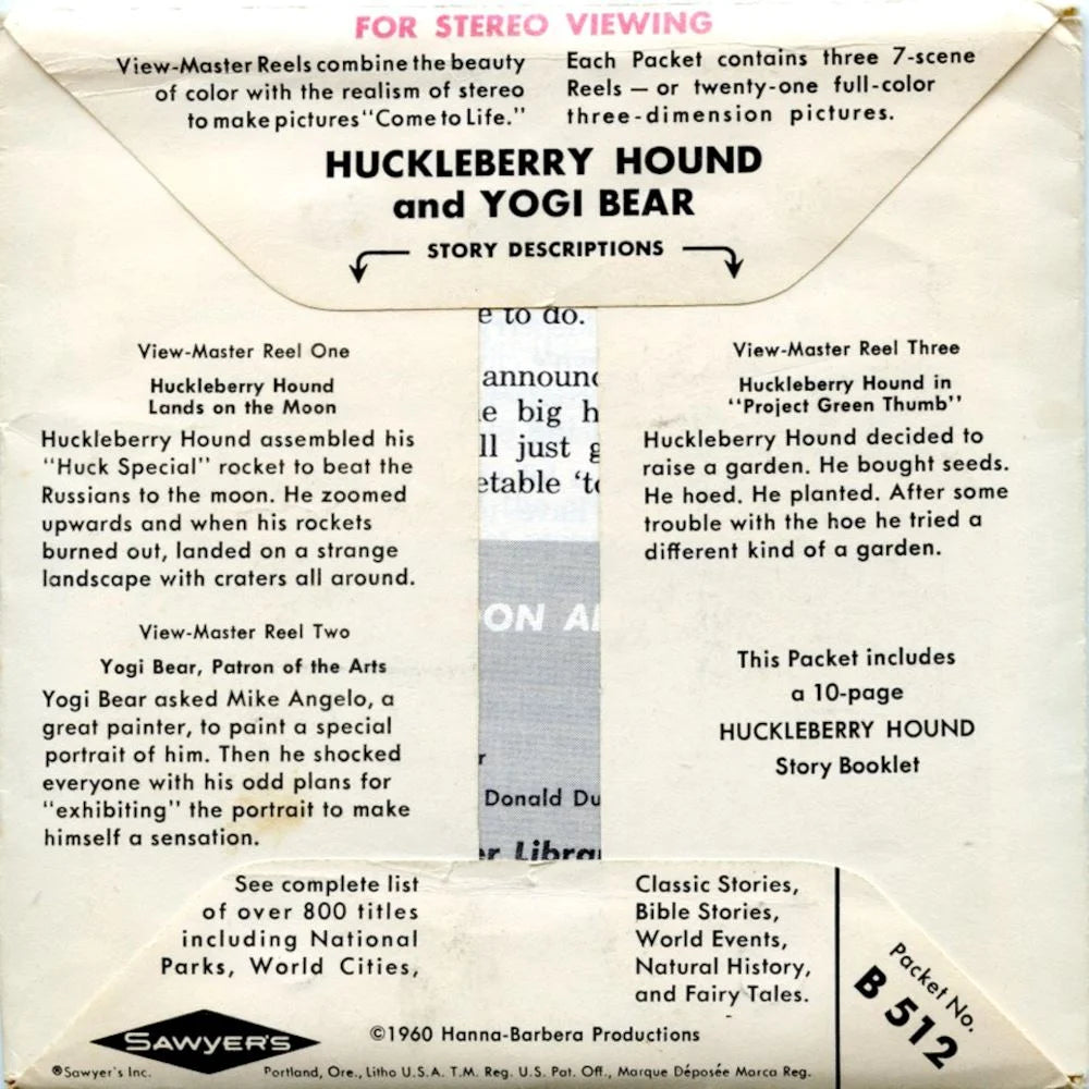 Huckleberry Hound and Yogi Bear - View-Master 3 Reel Packet - 1960s - –