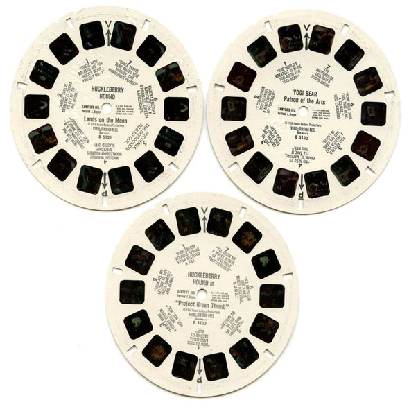 Huckleberry Hound & Yogi Bear - View-Master 3 Reel Packet - 1960s - Vintage - (ECO-B512-S5-a) Packet 3Dstereo 