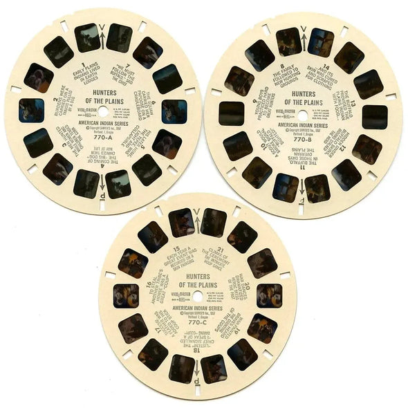 Hunters of the Plains - View-Master 3 Reel Packet - 1950s - Vintage - (PKT-HUNT-S3) Packet 3dstereo 
