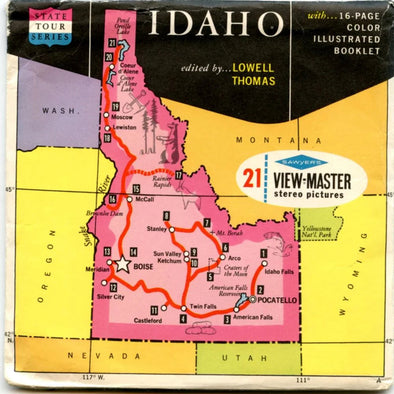 Idaho - Map - View-Master - Vintage 3 Reel Packet - 1960s views - vintage - (ECO-A285-S6) Packet 3dstereo 