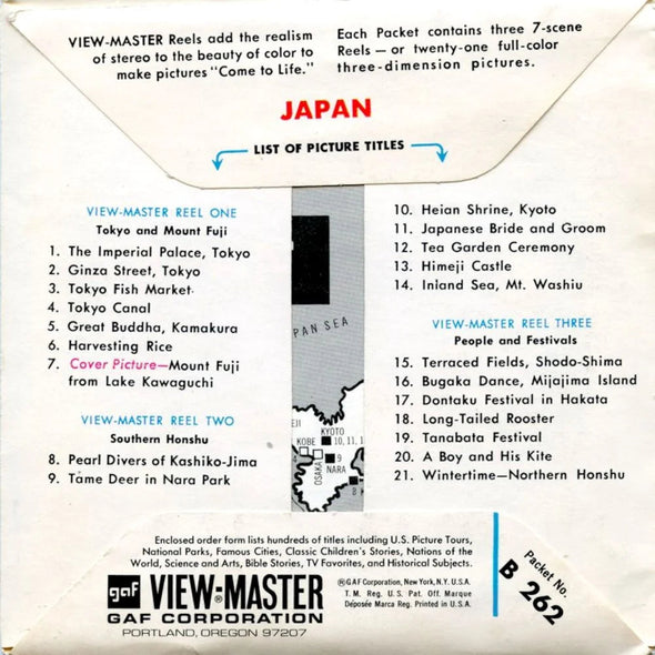 Japan - View-Master 3 Reel Packet - 1960s Views - Vintage - (ECO-B262-G1A) Packet 3dstereo 