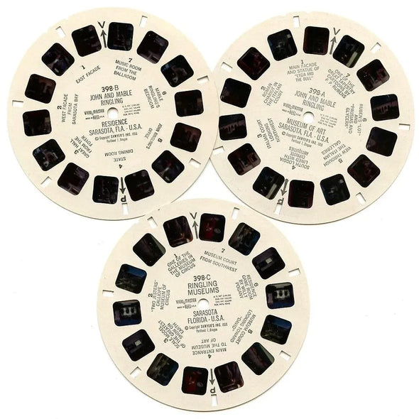 John & Mable Ringling Museum of  Art - View-Master 3 Reel Packet - 1950s views - vintage - (ECO-JOMARIN-S3b)