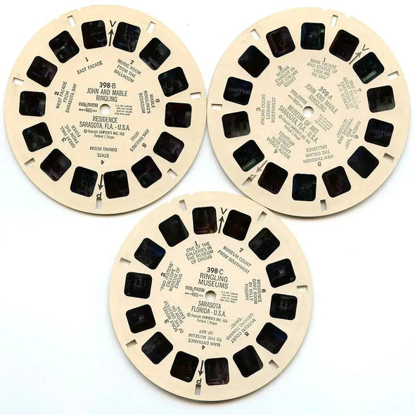 John & Mable Ringling Museum of Art - View-Master 3 Reel Packet - 1950s views - vintage - (ECO-JOMARIN-S3) Packet 3dstereo 