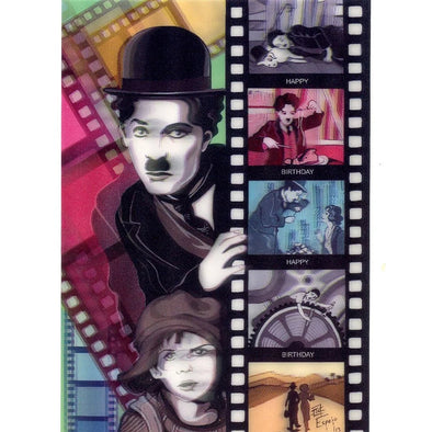 Juan Carlos Espejo - Charlie Chaplin - 3D Lenticular Postcard Greeting Card - NEW Postcard 3dstereo 