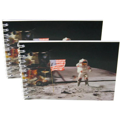 JUMPING ON THE MOON - Two (2) Notebooks with 3D Lenticular Covers - Unlined Pages - NEW Notebook 3Dstereo.com 