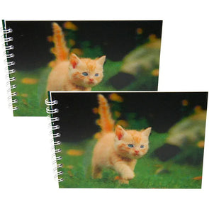 KITTEN ON A MISSION - Two (2) Notebooks with 3D Lenticular Covers - Unlined Pages - NEW Notebook 3Dstereo.com 
