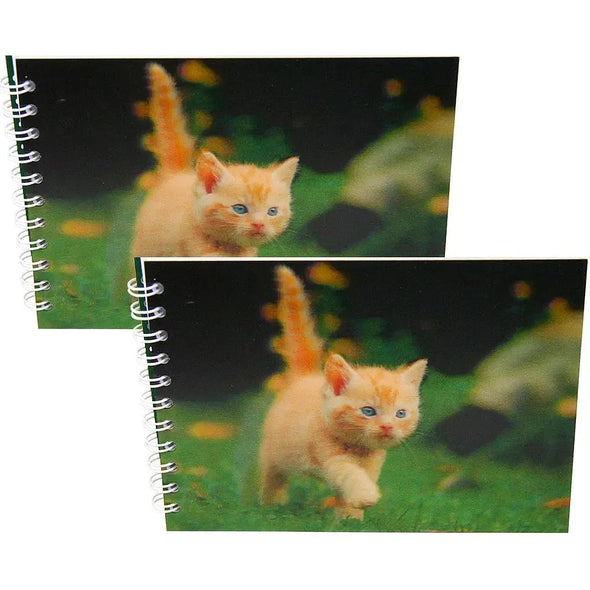 KITTEN ON A MISSION - Two (2) Notebooks with 3D Lenticular Covers - Unlined Pages - NEW