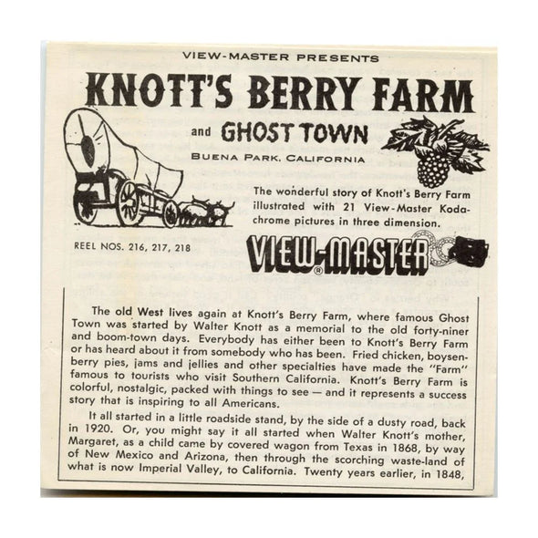Knott's - Berry Farm - and Ghost Town - View-Master - Vintage - 3 Reel Packet - 1960s view - (ECO-A235-S6) Packet 3dstereo 