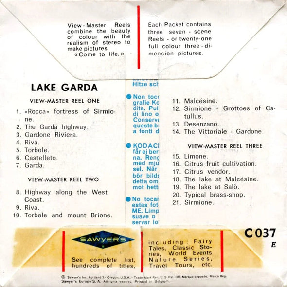 Lake Garda - View-Master 3 Reel Packet - 1960s Views - Vintage - (ECO-C037E-BS5) Packet 3dstereo 