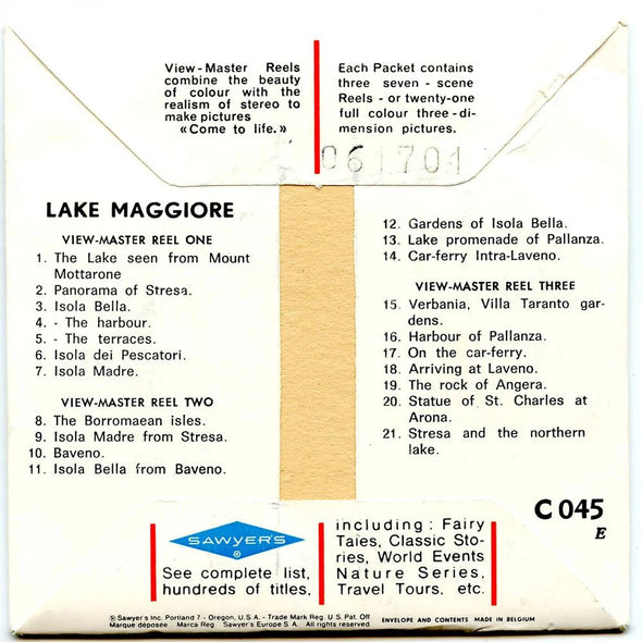 Lake Maggiore - View-Master - Vintage - 3 Reel Packet - 1960s views (PKT-C045e-BS5) Packet 3dstereo 