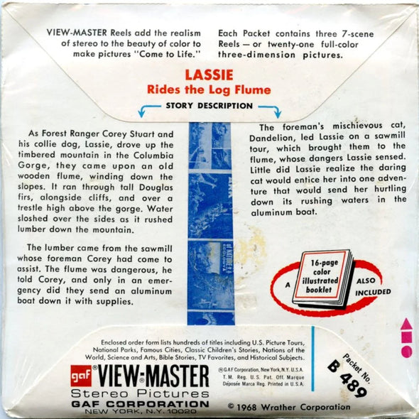 Lassie - View-Master 3 Reel Packet - 1970s - Vintage - (PKT-B489-G3Amint) Packet 3Dstereo 