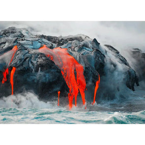 Lava Meets the Sea - 3D Lenticular Postcard Greeting Card- NEW Postcard 3dstereo 