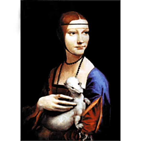 Leonardo da Vinci - Lady with an Ermine - 3D Lenticular Postcard Greeting Card 3dstereo 