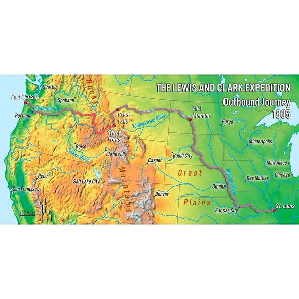 Lewis and Clark Expedition Map - 3D Action Lenticular Postcard Greeting Card - Oversize Postcard 3dstereo 