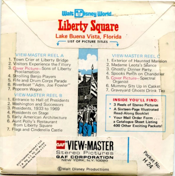 Liberty Square - Walt Disney World - View Master 3 Reel Packet - 1970s Views - vintage - (ECO-H24-G5y) Packet 3dstereo 