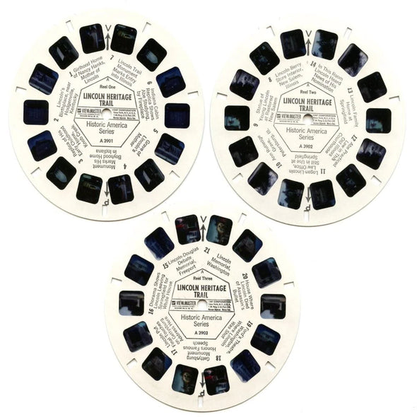 Lincoln Heritage Trail - View-Master 3 Reel Packet - 1960s Views - Vintage - (ECO-A390-G1A) Packet 3dstereo 