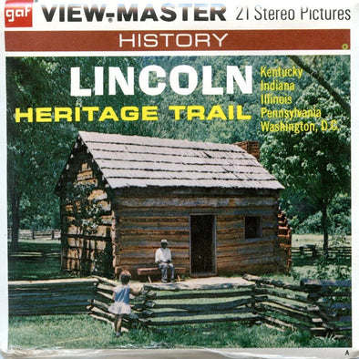 Lincoln Heritage Trail - View-Master 3 Reel Packet - 1970s Views - Vintage - (PKT-A390-G3Amint)