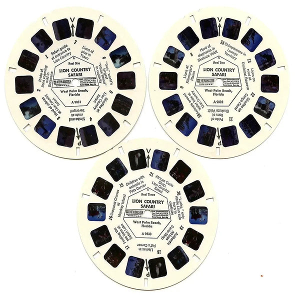 Lion Country Safari - View-Master - 3 Reel Packet - 1970s views - vintage - (PKT-A983-G1A) Packet 3Dstereo 