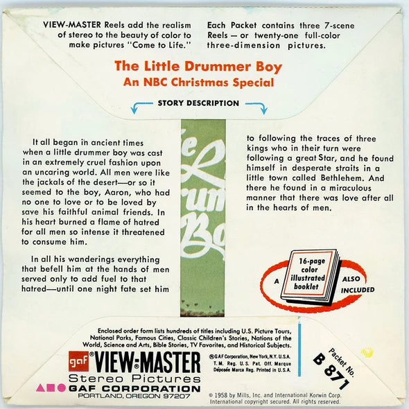 Little Drummer Boy - View-Master 3 Reel Packet - 1970s - vintage - (PKT-B871-G1A) Packet 3dstereo 
