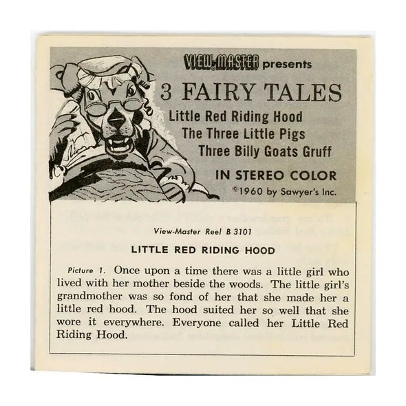 Little Red Riding Hood - Billy Goats Gruff - 3 Little Pigs - B310 - Vintage Classic View-Master - 1960s Packet 3dstereo 