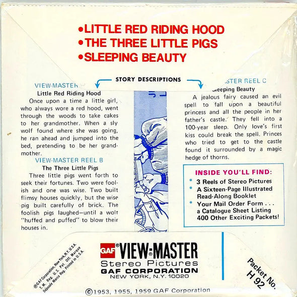 Little Red Riding Hood - View-Master 3 Reel Packet - 1970s - Vintage - (PKT-H92-G5m) Packet 3Dstereo 